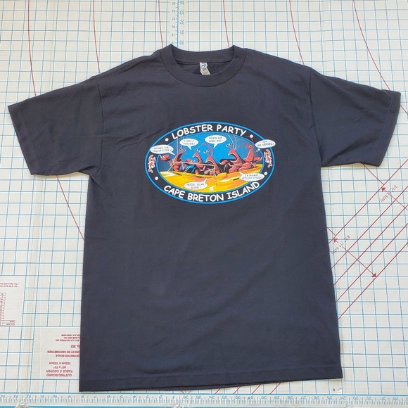 Cape Breton Island T-shirt Men's Medium Lobster Party Black Souvenir Lobsters - Picture 1 of 5